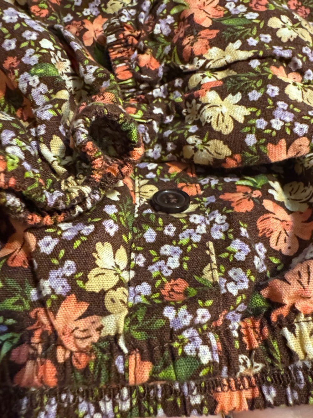 Floral Lace-Trim Long Sleeve Top - Brown Floral - Picture 7 of 9